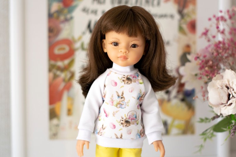 Cute Easter bunny sweatshirt for Paola Reina doll, Siblies RRFF, Little Darling - ตุ๊กตา - ผ้าฝ้าย/ผ้าลินิน หลากหลายสี