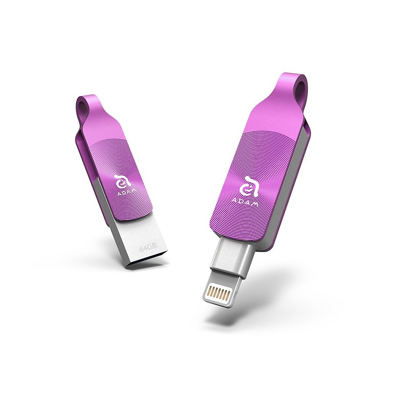 [Exclusive limited edition hardcover] iKlips DUO+ 64G Apple iOS USB3.1 two-way flash drive purple - USB Flash Drives - Other Metals Pink