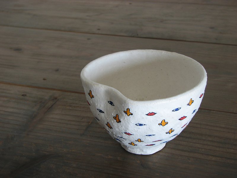 目鼻口飯碗 - 花瓶・植木鉢 - 陶器 ホワイト