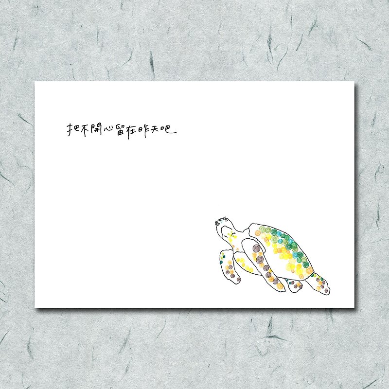 Animal 6/ Circle/ Turtle/ Hand-painted/Card postcard - Cards & Postcards - Paper 