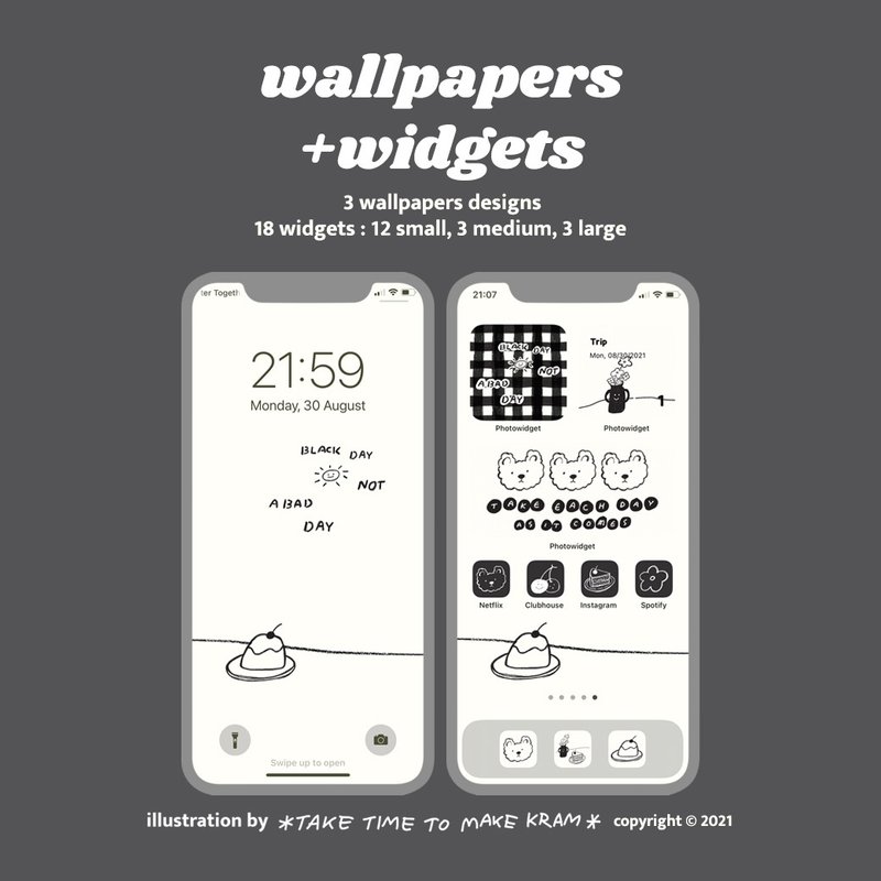 Digital Wallpapers และ Widgets - Black day not a bad day! for Iphone ios 14 - 電腦手機桌布/貼圖/App 圖示 - 其他材質 黑色