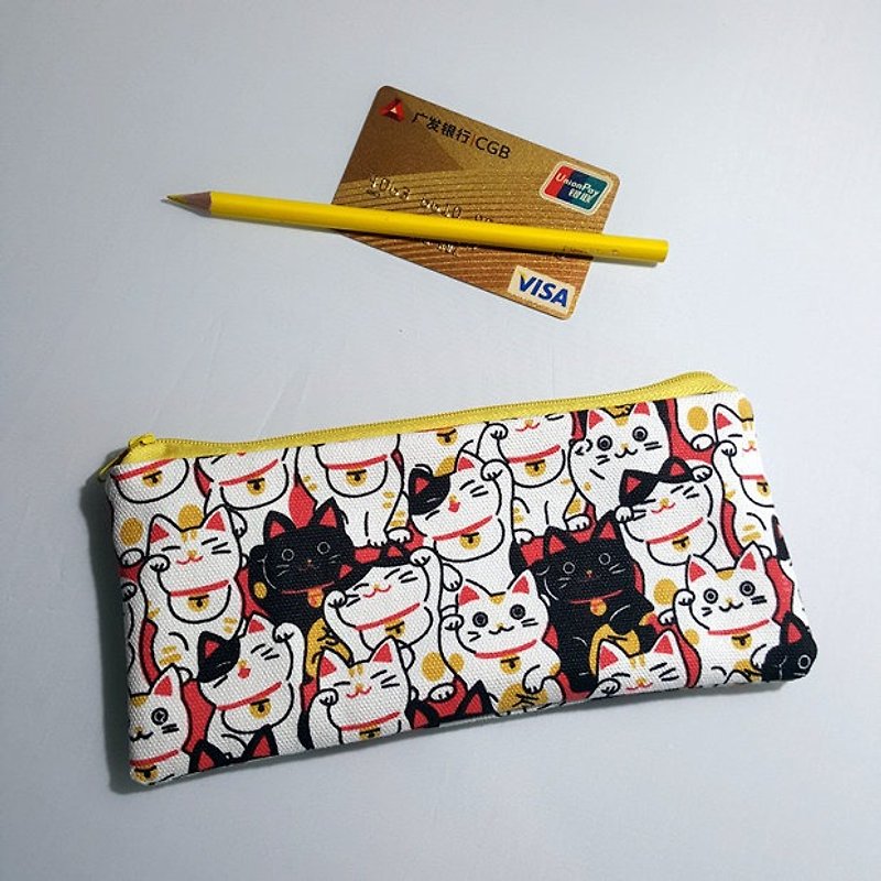 50% off new products (Limited) Customizable pencil case, disguise bag, glasses bag, change mobile phone storage bag, cute lucky cat, double zipper small bag - กล่องดินสอ/ถุงดินสอ - ผ้าฝ้าย/ผ้าลินิน 