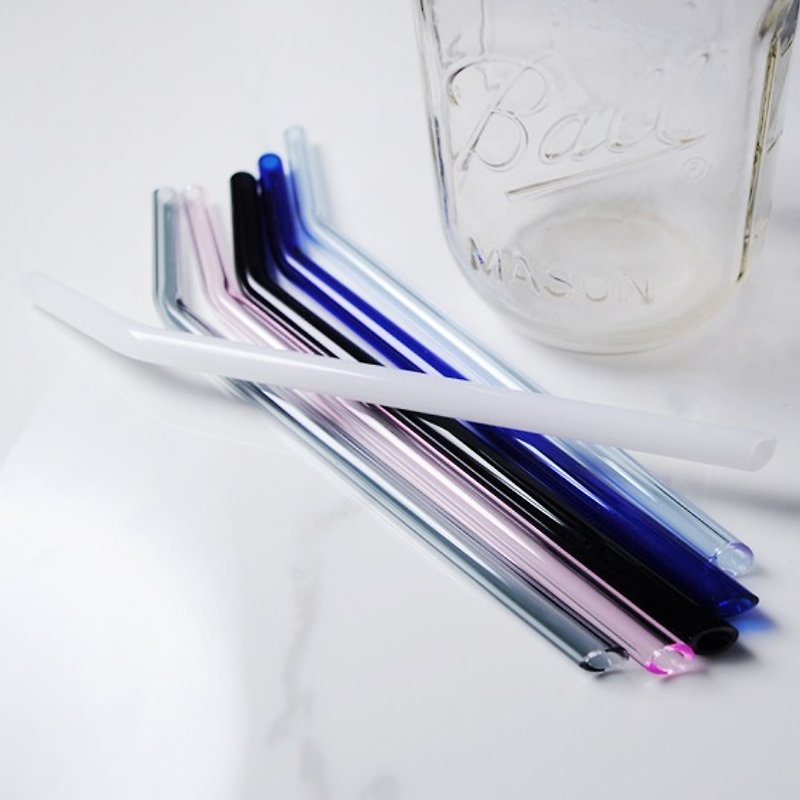 20cm [MSA glass green small objects - tip can pierce the membrane seal beverage] (0.8cm diameter curved section) Rainbow glass pipette reuse environmental Love the Earth (comes easily washed clean brush bar) non-toxic and environmentally friendly color hea - Reusable Straws - Glass Multicolor
