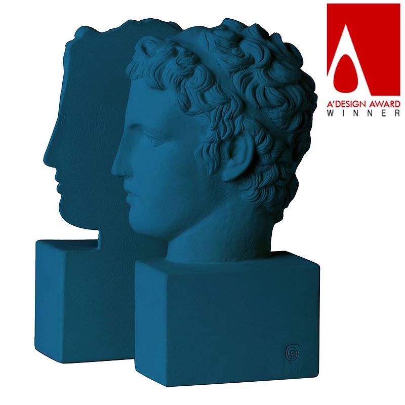 Ancient Greek Marathon Boy Pottery Bookends - Bookshelves - Pottery Blue