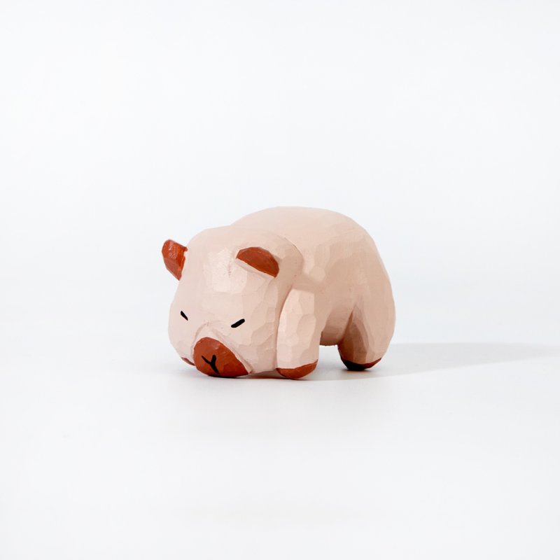 Cubo 等待擁抱的靦腆小水豚木雕 - 擺飾/家飾品 - 木頭 粉紅色