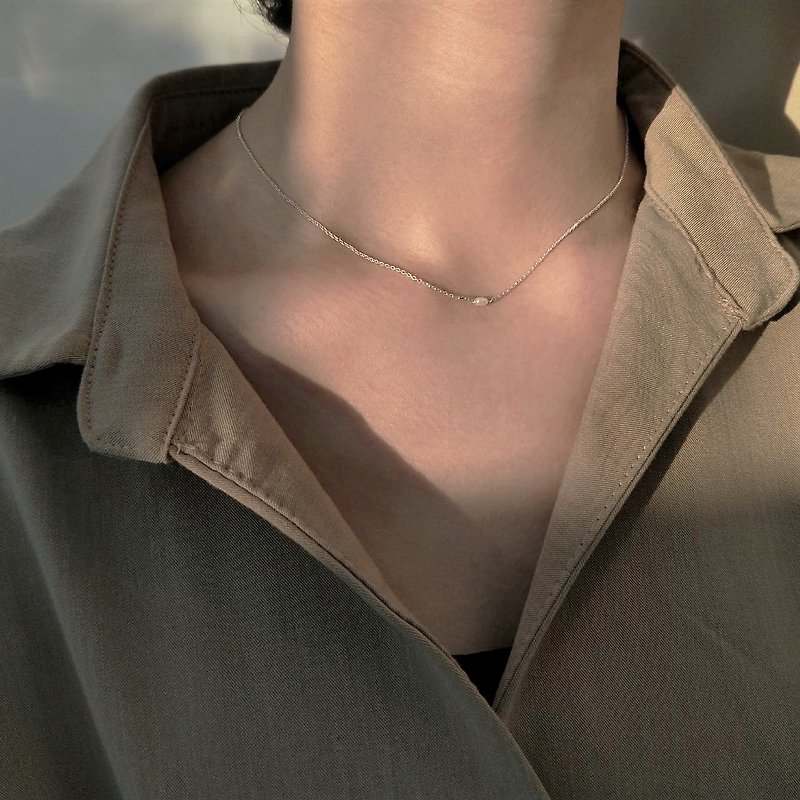 │Light Jewelry│Small Rice Pearl•Clavicle Chain•Pearl Necklace•Sterling Silver•Gold Filled - สร้อยคอ - เครื่องประดับ 