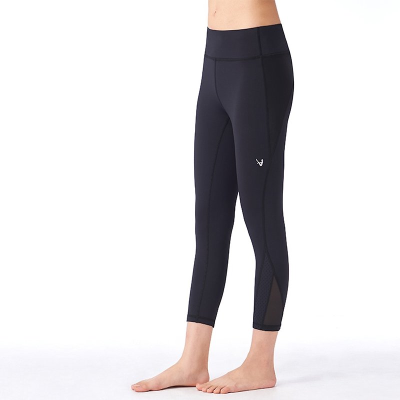 [MACACA] hip fixed mid-hip fit cropped trousers - ASE6581 black - กางเกงวอร์มผู้หญิง - ไนลอน สีดำ
