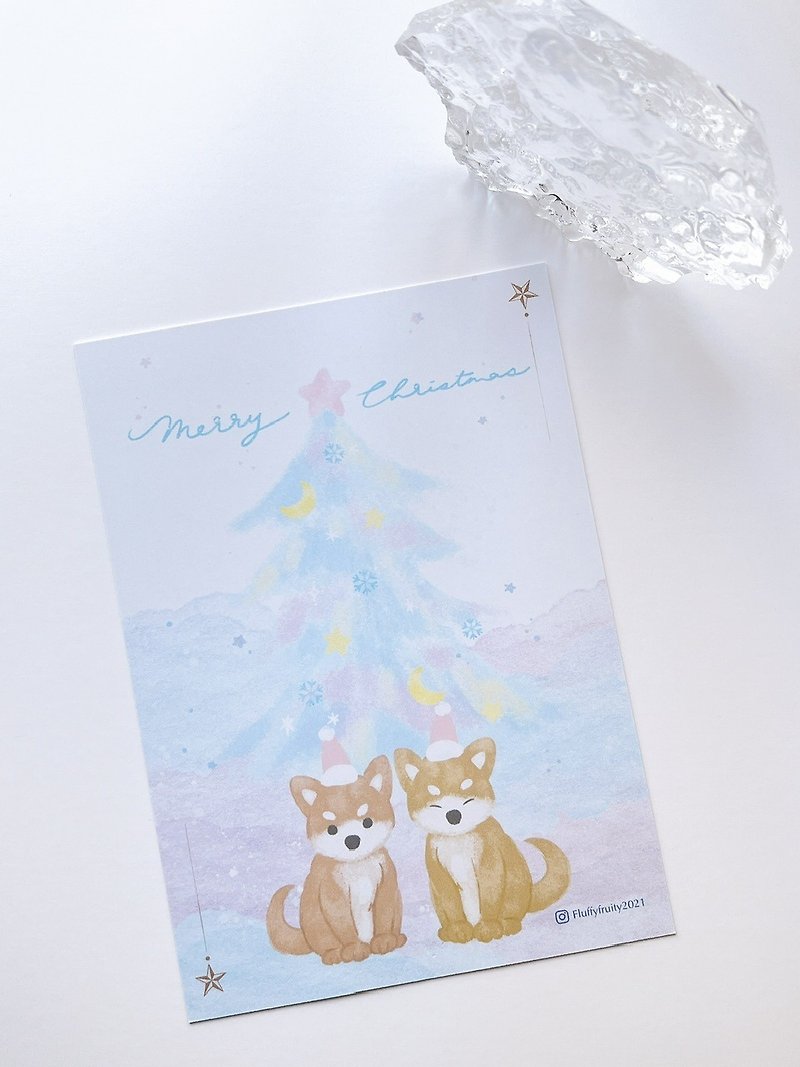 Christmas card dog pet shiba cute inu pastel dreamy - Cards & Postcards - Paper Multicolor