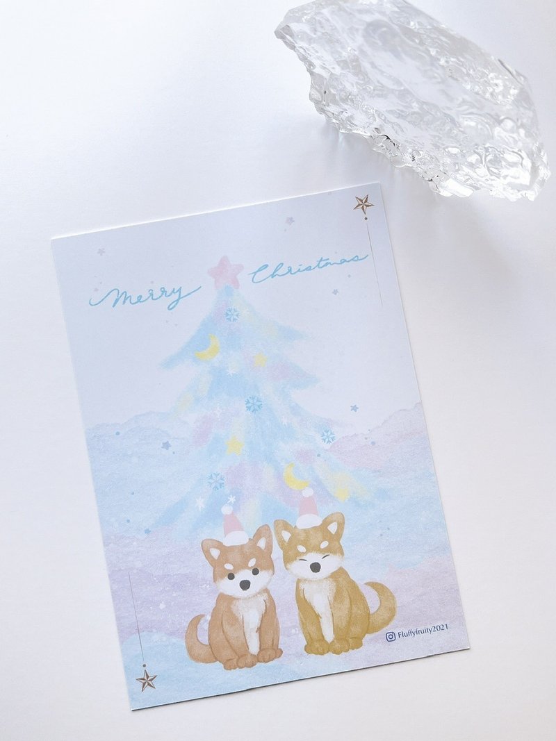 Christmas card dog pet shiba cute inu pastel dreamy - Cards & Postcards - Paper Multicolor