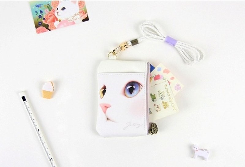 JETOY, sweet cat neck rope card set key purse _Choo choo ~ J1606205 - กระเป๋าใส่เหรียญ - วัสดุอื่นๆ ขาว