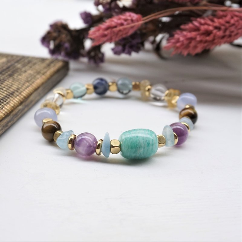 << Exclusive Lucky-Natural Stone Bracelet >> Nine kinds of natural stones guard the lucky ore mine Tianhe Stone - Bracelets - Semi-Precious Stones Multicolor