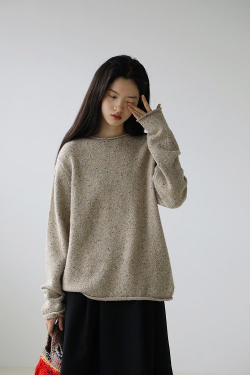 3rd Paradise 羊駝羊毛點點卷邊毛衣 兩色 I alpaca merino wool jumper