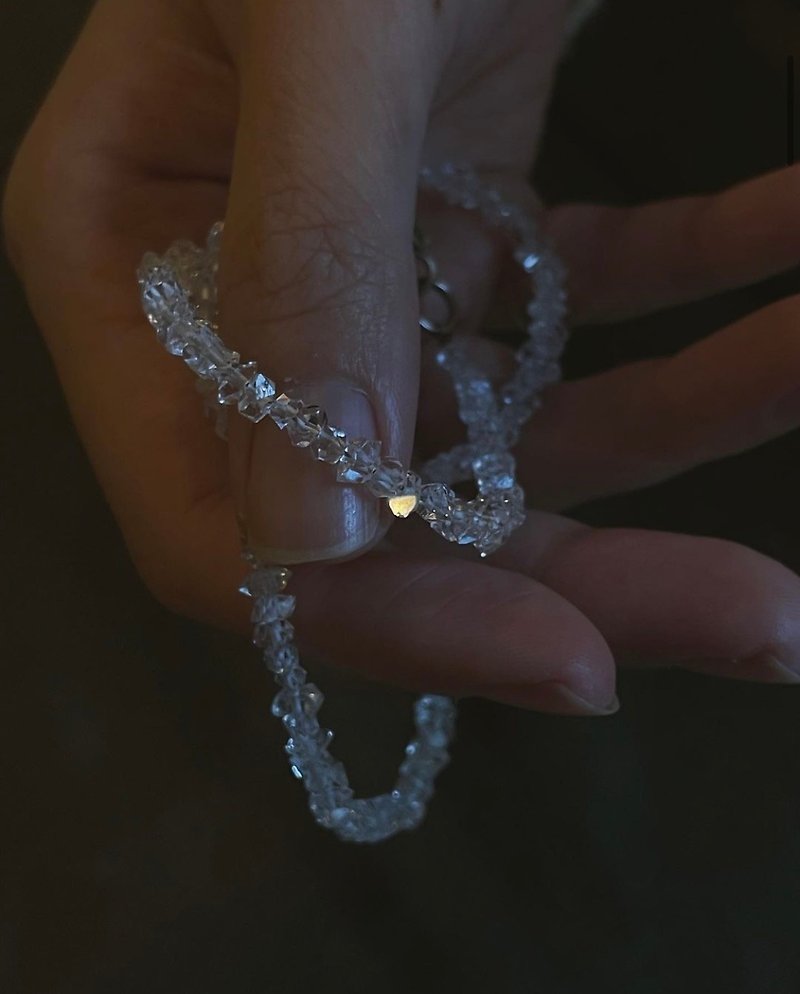 Herkimon Energy Stone Short Chain/Extended Chain Crystal Energy Stone Chinese Valentine's Day Gift Diamond - สร้อยคอ - เพชร สีทอง