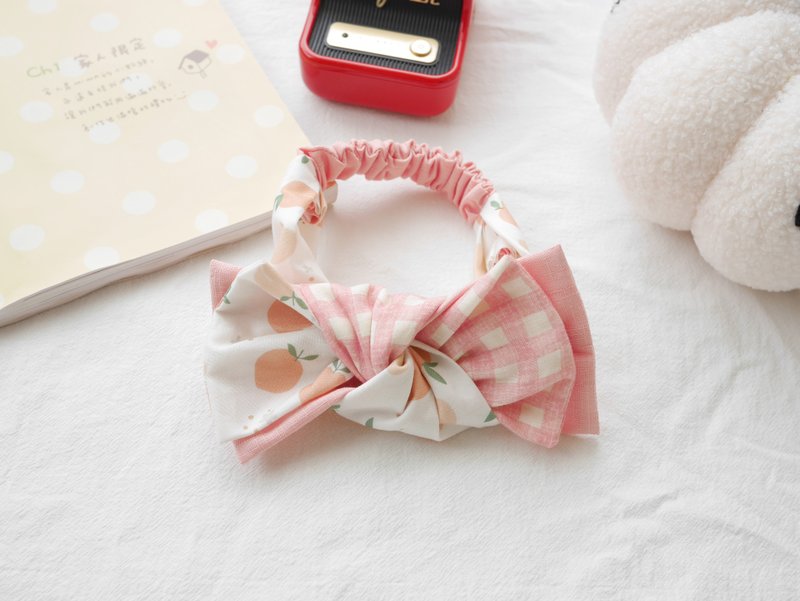 Double-layer bowknot headband peach style - Baby Hats & Headbands - Cotton & Hemp Pink