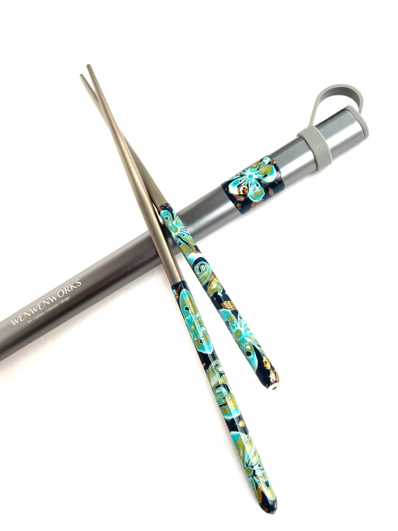 WENWENWORKS Premium Titanium Chopsticks - ตะเกียบ - โลหะ สีเขียว