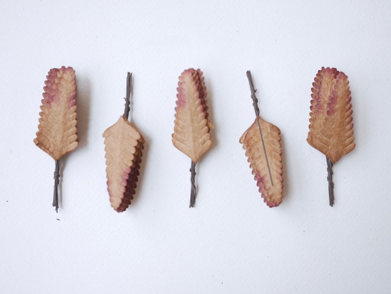 Paper Flower, Gift decoration DIY supplies: 50 Ferns dark brown brush red colors - 其他 - 紙 咖啡色