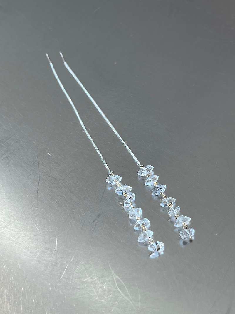 Herkimer diamond  quartz longearrings - Earrings & Clip-ons - Silver Silver