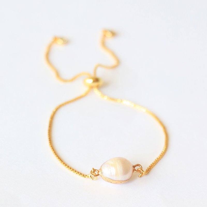 Natural pearl sliding bracelet - pearl gold plated bracelet - Bracelets - Pearl White