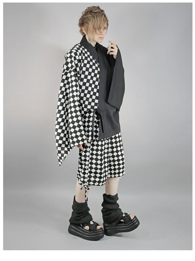 Checkered Jinbei Japan Gothic Rock DRT2784 - Other - Polyester 