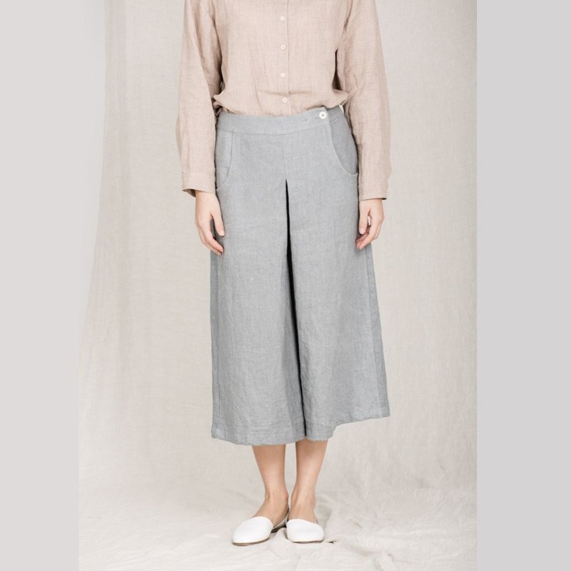 BUFU ramie wide leg loose pants  P161007 - パンツ レディース - コットン・麻 ブルー