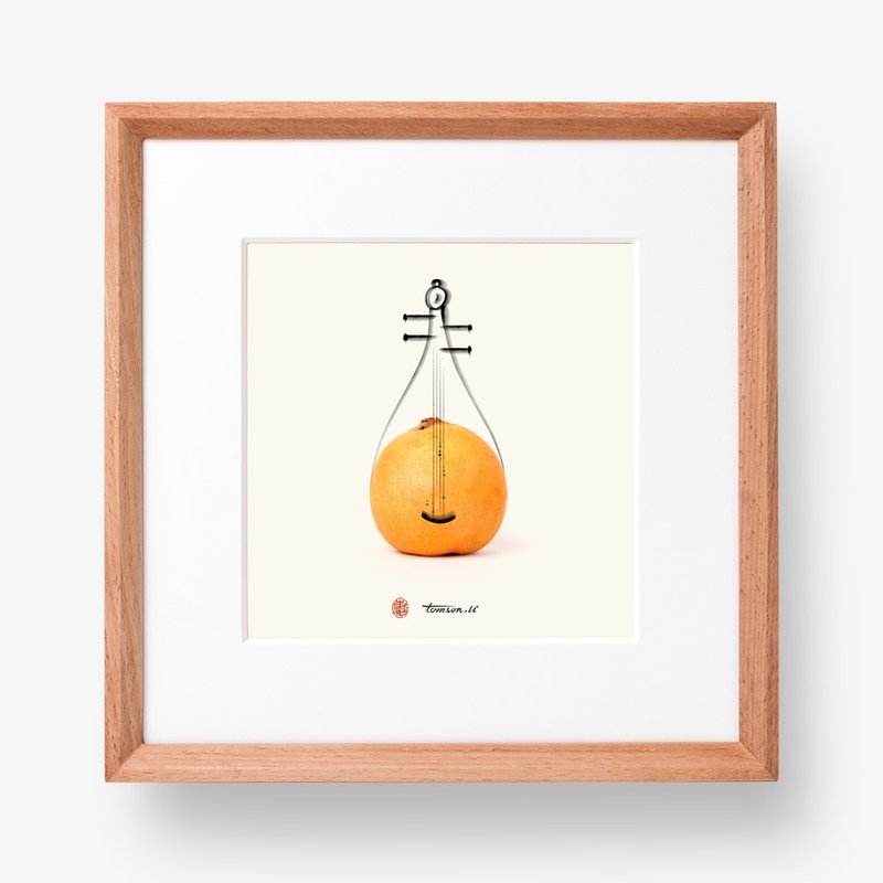 Pipa | Original illustration creative loquat fruit decorative painting ink style solid wood frame traditional musical instrument - Posters - Wood 