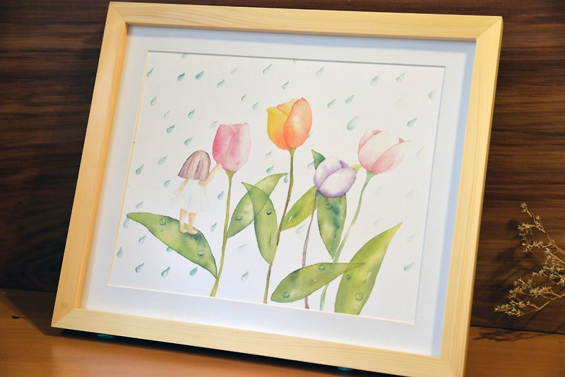 Hand-painted watercolor-rain of flower elves - โปสเตอร์ - กระดาษ 