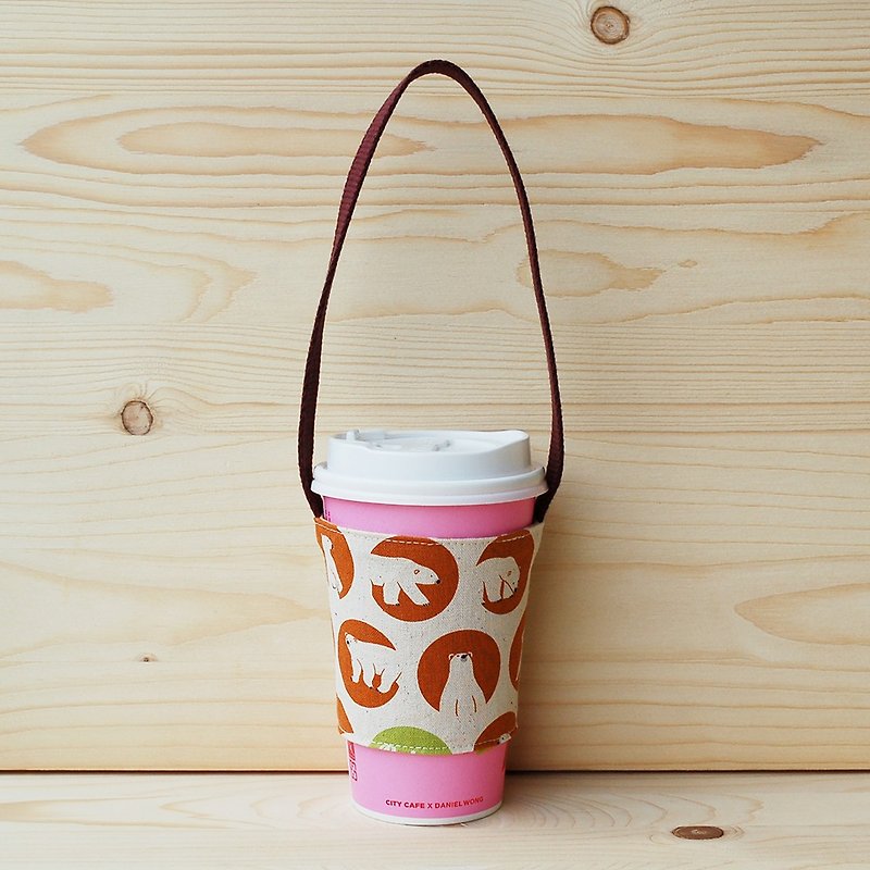 Close-up polar bear beverage bag/cup holder/order - Beverage Holders & Bags - Cotton & Hemp Orange