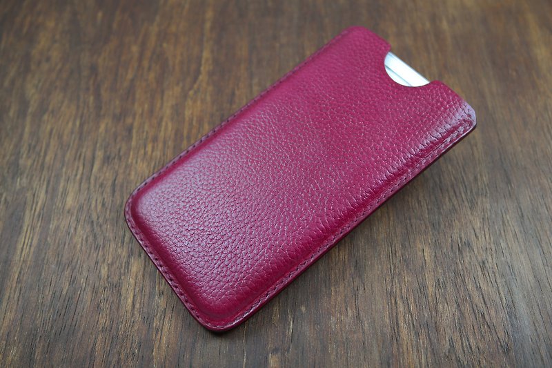 APEE leather handmade ~ plastic phone holster ~ lychee pattern purple - Other - Genuine Leather 