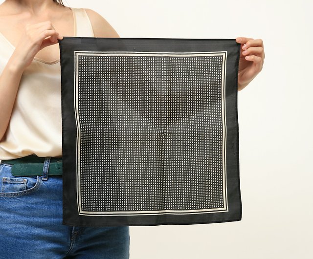80s Vintage Vtg Rare Black Pure Silk Seta Seide Soie Abstract Pattern Scarf  4825 - Shop MoodShopGirls Scarves - Pinkoi