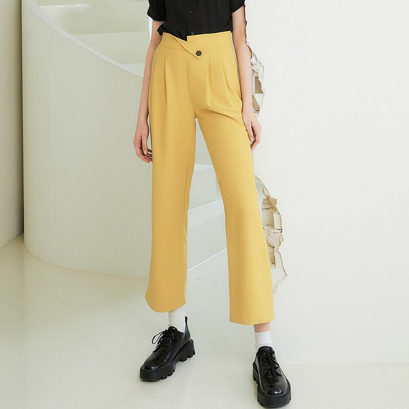 OUWEY Ouwei's casual casual style slightly wide waist straight trousers (two colors) 3232136505 - กางเกงขายาว - เส้นใยสังเคราะห์ 