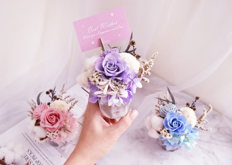 Rose marble diffuser potted flower carnation dried flower immortal flower gift birthday wedding customized - ตกแต่งต้นไม้ - พืช/ดอกไม้ สึชมพู