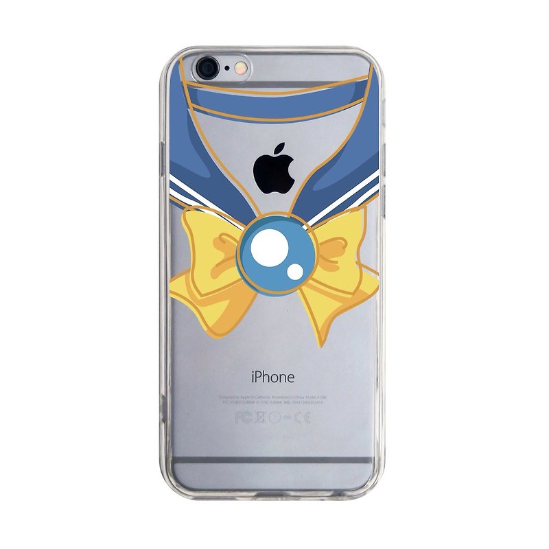 Transparent sailor uniform blue silk yellow knot transparent phone case - Phone Cases - Plastic Yellow