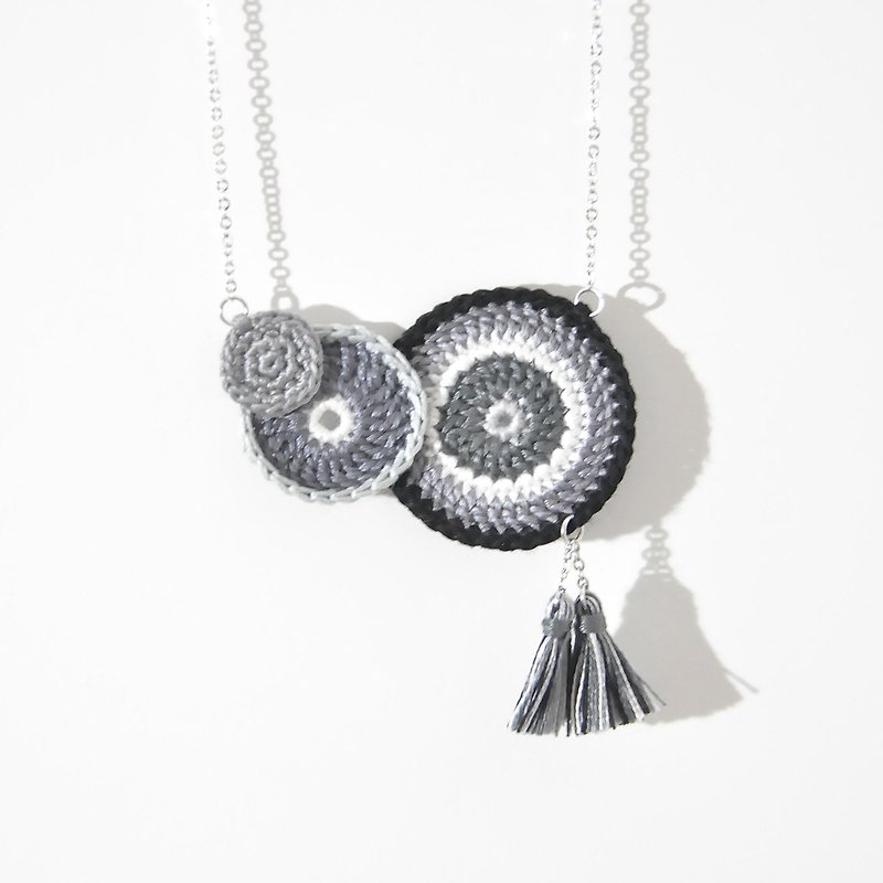 【MadeToOrder】Blessed Ring Cool BWG Necklace - Lace Crochet - Necklaces - Thread Black