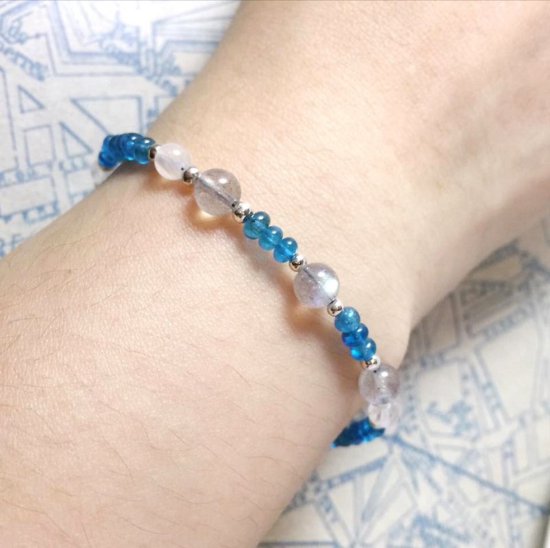 MH sterling silver natural stone custom series _ summer afternoon _ apatite - Bracelets - Semi-Precious Stones Blue