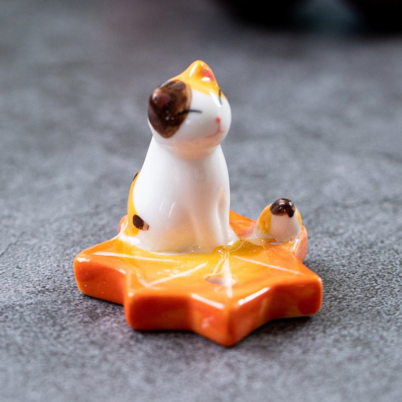 diseno Living Incense Ceramic Holder Orange Kitty - Maple leaf - น้ำหอม - วัสดุอื่นๆ หลากหลายสี