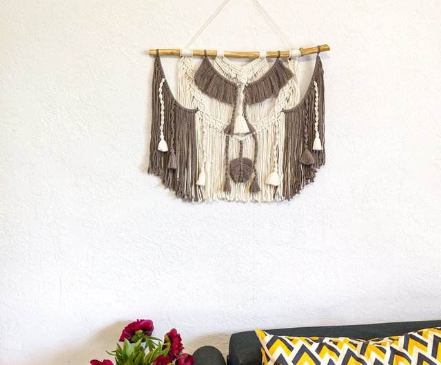 Large Black Macrame Wall Hanging, Modern Macrame Tapestry Wall Hanging -  Shop FilettoArt Wall Décor - Pinkoi