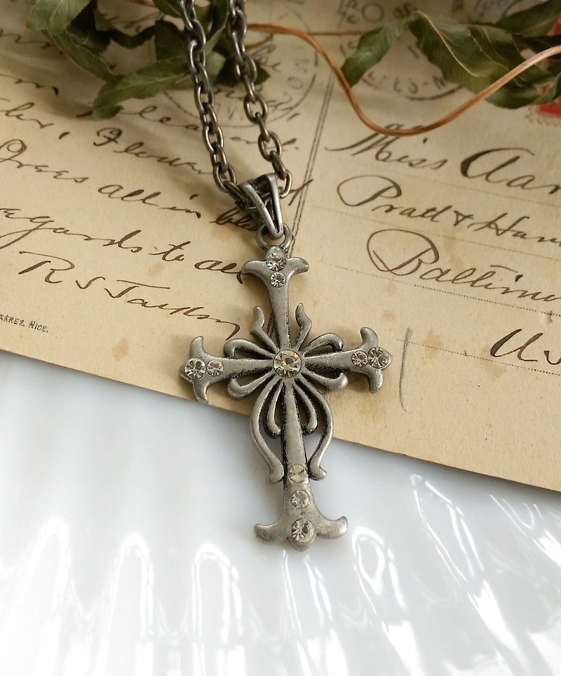 【西洋古董飾品】lia sophia 十字架 項鍊 - 項鍊 - 其他金屬 銀色