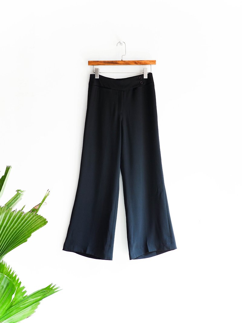River Hill - static on the plain black girl log antique silk trousers wide pants vintage edition - Women's Pants - Silk Black