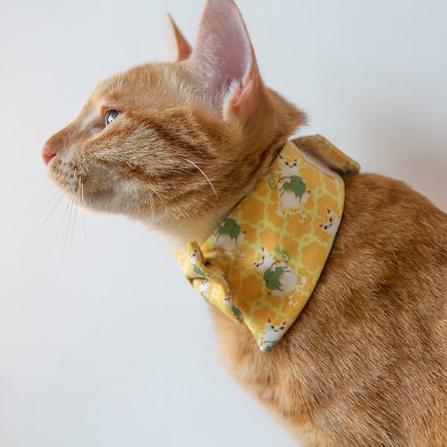 皮摩妮・寵物生活館 福之貓 貓狗寵物項圈 領結造型黃色圍脖