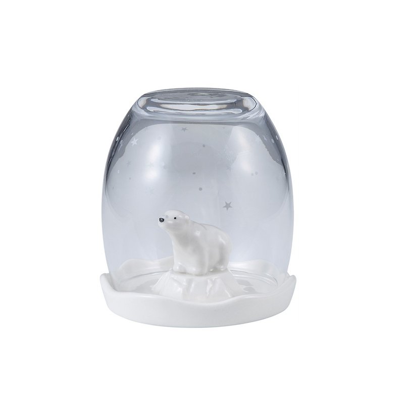 Japanese sunart Snowball Glass - Polar Bear (with lid) - ถ้วย - แก้ว สีใส