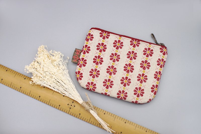 This section has been out of print - Ping An Xiao Le Bao - red money, Japanese cotton and linen small wallet, double-sided two-color - กระเป๋าสตางค์ - ผ้าฝ้าย/ผ้าลินิน สีแดง