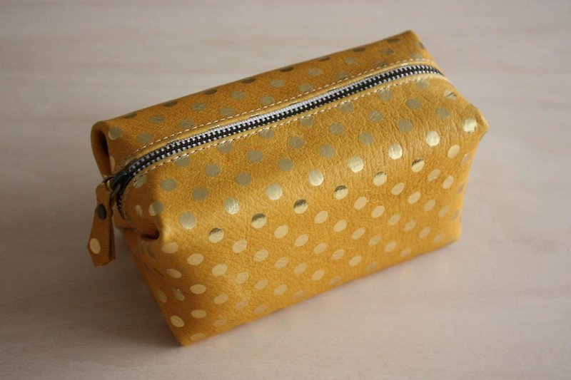 Pigskin Caramel Pouch Mizutama Yellow - Toiletry Bags & Pouches - Genuine Leather Yellow