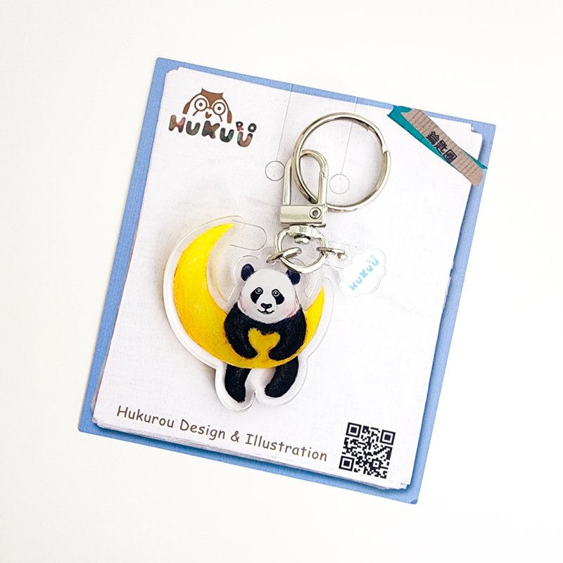 | Hand-painted illustrations | Keychain - Moon Panda - Keychains - Plastic 