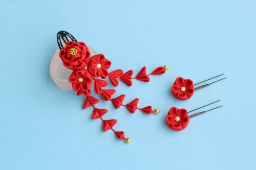 専用　新品　七五三　簪　つまみ細工花簪　Uピン簪 SOUBIEN 簪(かんざし) つまみ細工かんざし 七五三髪飾り ピンク