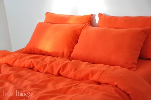 True Things Bright orange linen pillowcase /Orange pillow cover /Euro, American, Taiwan size