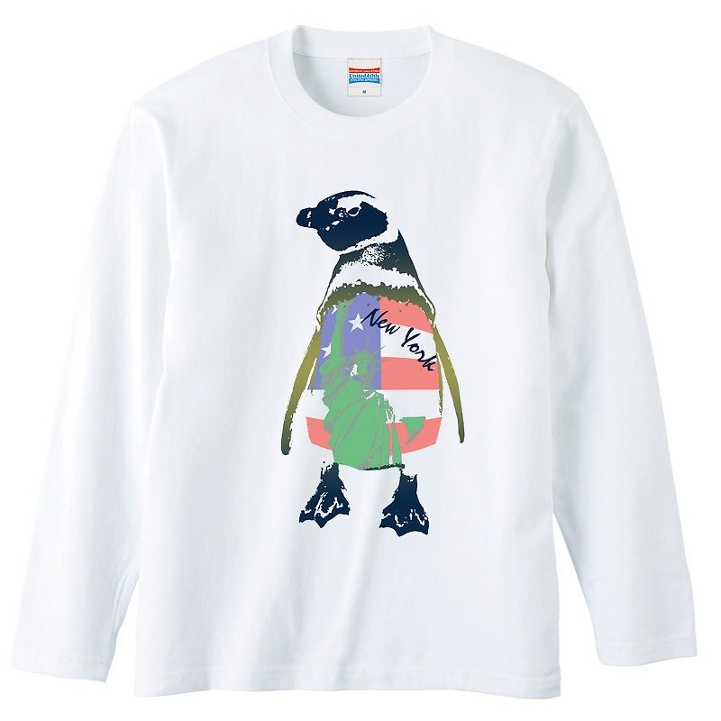 Long Sleeve T-shirt / NY Penguin - เสื้อยืดผู้ชาย - ผ้าฝ้าย/ผ้าลินิน 