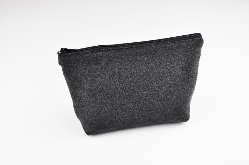 ENDURE/Dark Iron Grey High Density Cotton/Small Size Cosmetic Bag - กระเป๋าเครื่องสำอาง - ผ้าฝ้าย/ผ้าลินิน สีเทา