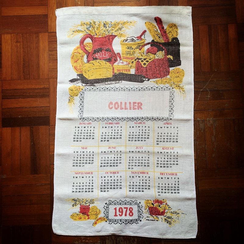 1978 美國早期布面月曆 collier - 牆貼/牆身裝飾 - 棉．麻 黃色