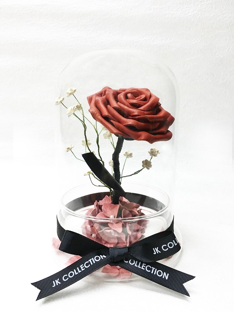 皮革玫瑰玻璃瓶 - 裝飾/擺設  - 真皮 