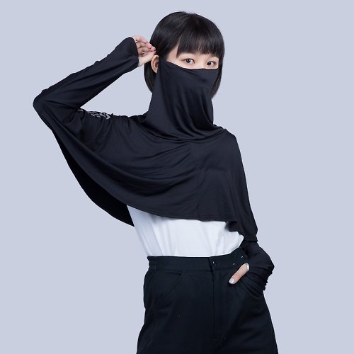 日本MEGA 【MEGA COOUV】 防曬涼感斗篷 -質感黑 不分尺寸UV-F412 UV cloak